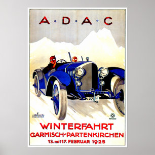 ADAC German Auto Race ~ Vintag Automobile Ad Poster