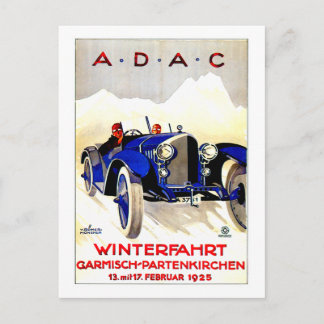 ADAC German Auto Race ~ Vintag Automobile Ad Postkarte