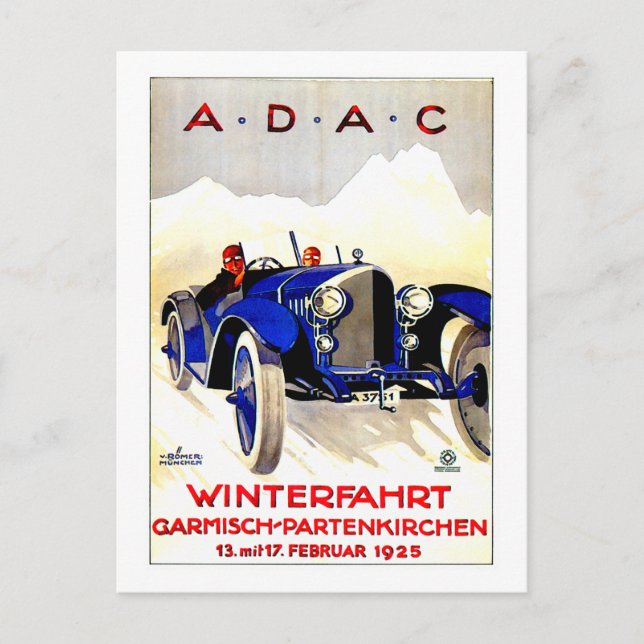ADAC German Auto Race ~ Vintag Automobile Ad Postkarte (Vorderseite)