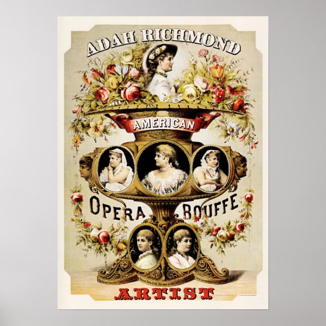 Adah Richmond American Opera Bouffe Theater Advert Poster (Vorne)