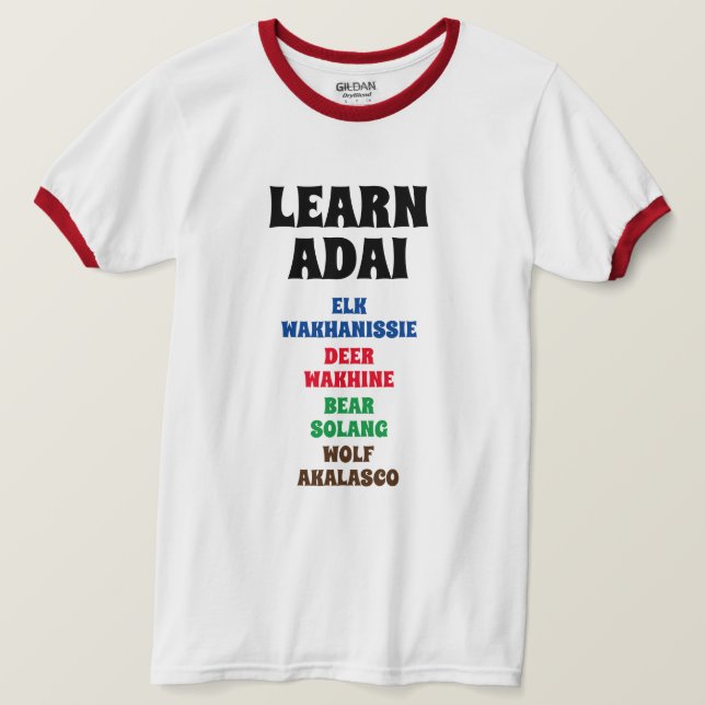 Adai lernen - Elch, Hirsch, Bär, Wolf T-Shirt (Design vorne)