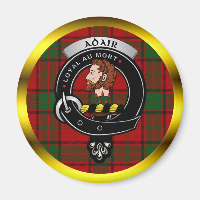 Adair Clan Abzeichen & Tartan Magnet (Vorne)