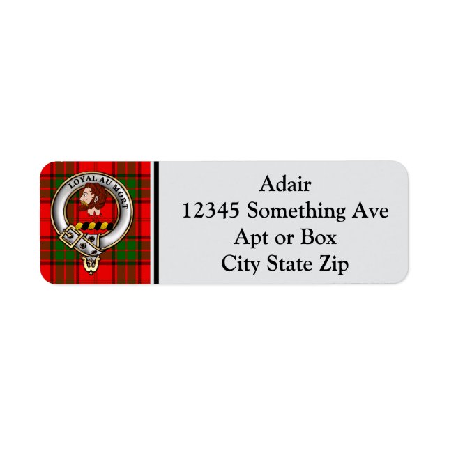 Adair Clan Abzeichen & Tartan Personalisiert (Vorne)