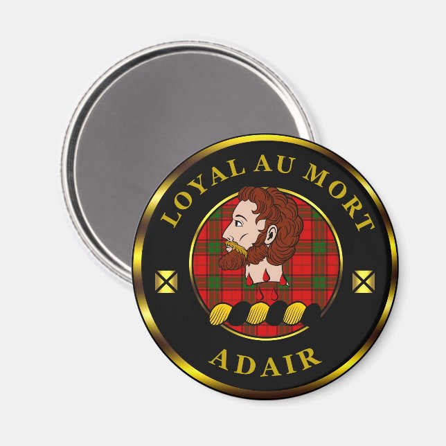 Adair-Clan-Abzeichen und Tartan Magnet (Vorderseite/Rückseite)