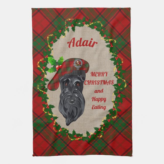 Adair Scottie Dog Weihnachtsküche Handtuch (Vertikal)
