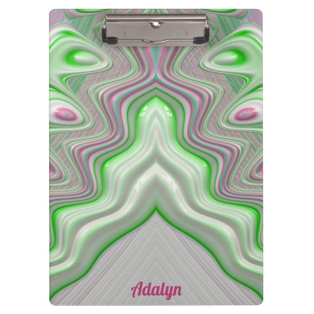 ADALYN ~ PASTEL 3D! Rosa, grüne und weiße GLOSSY Klemmbrett (Vorderseite)