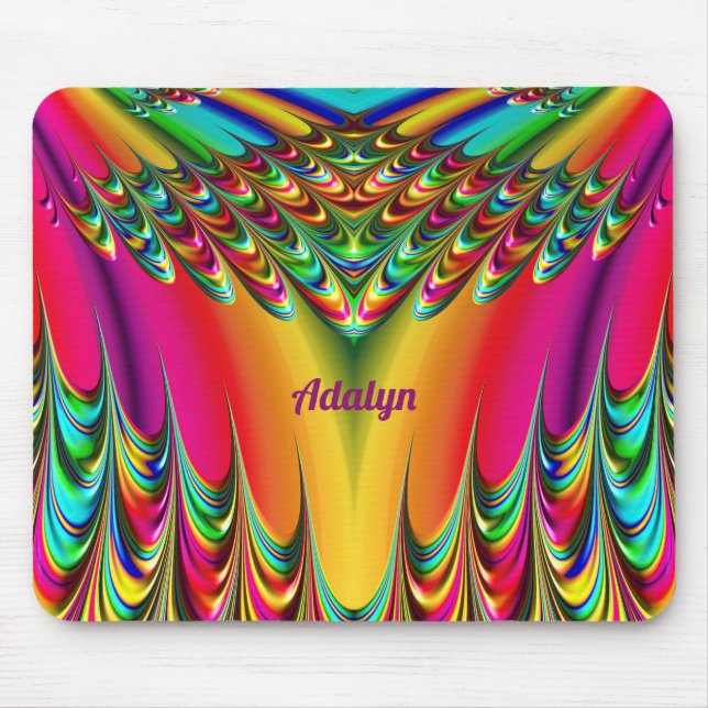 ADALYN ~ Zany Hot Yellow, Blue, Green, Pink Mou Mousepad (Vorne)