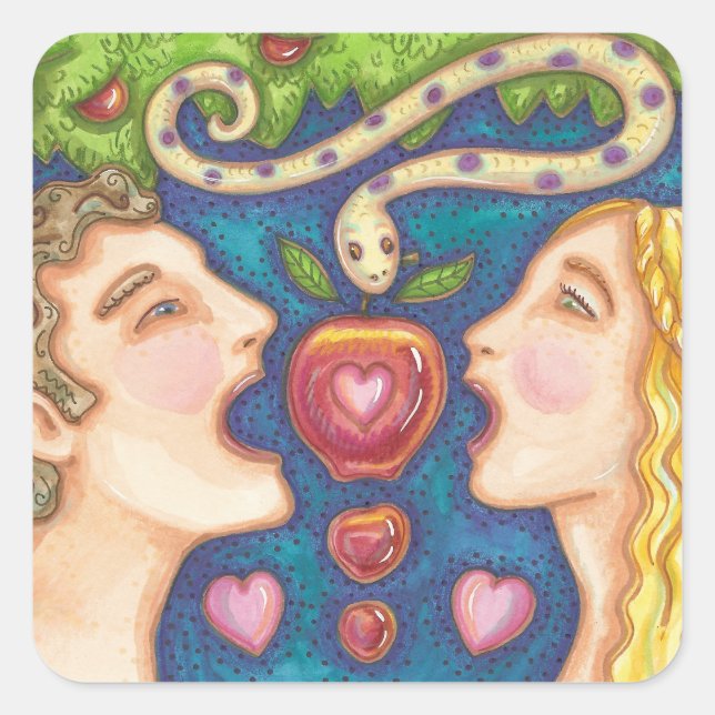 Adam and Eve APPLE SEDUCERS Sheet Quadratischer Aufkleber (Vorderseite)