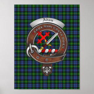 Adam Clan Abzeichen & Tartan 8.5x11 Poster