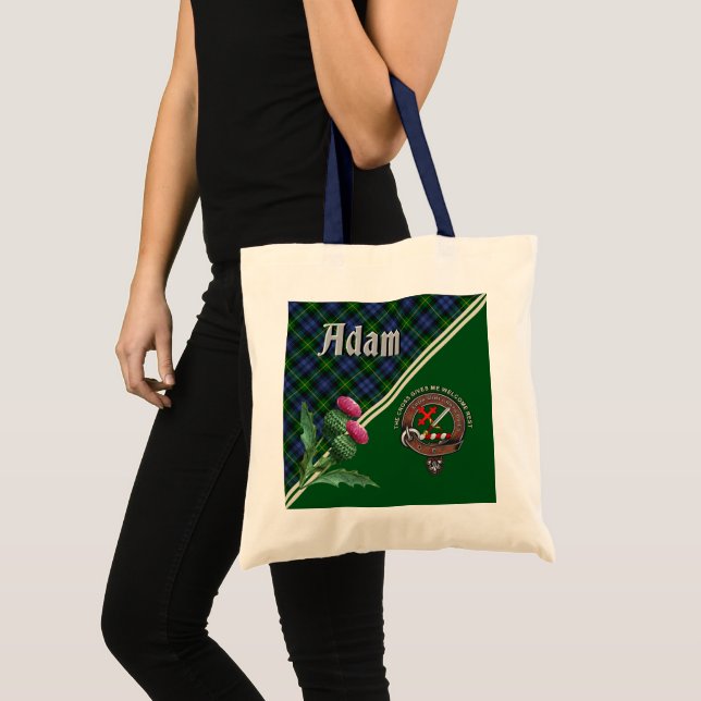 Adam Clan Abzeichen & Tartan Tote Bag Tragetasche (Vorderseite (Produkt))