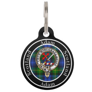 Adam Clan Abzeichen und Tartan Personalisierte Per Haustiermarke