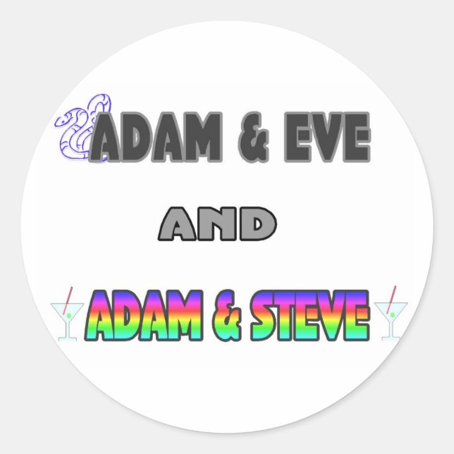 Adam & Eve & Adam & Steve Runder Aufkleber (Vorderseite)