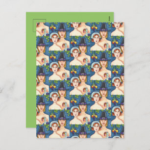 ADAM & EVE PILGRIMS, BIBLICAL WHIMSY ERNTEDANK FEIERTAGSPOSTKARTE