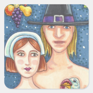 ADAM & EVE PILGRIMS ERNTEDANK STICKER SHEET Squ
