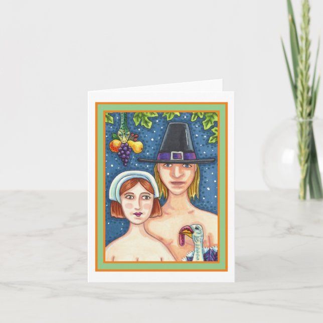 ADAM & EVE PILGRIMS, WHIMSY ERNTEDANK Blank Karte (Vorderseite)