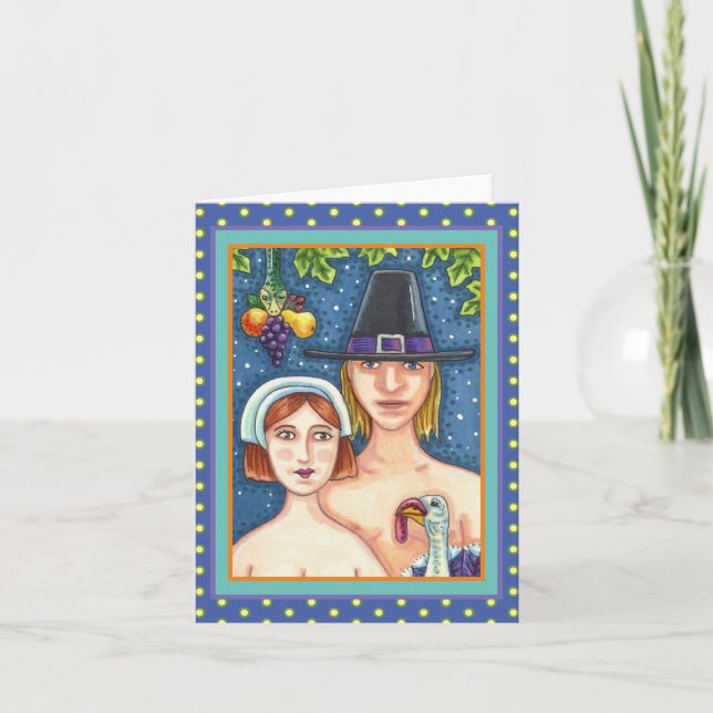 ADAM & EVE PILGRIMS, WHIMSY ERNTEDANK Blank Karte (Vorderseite)