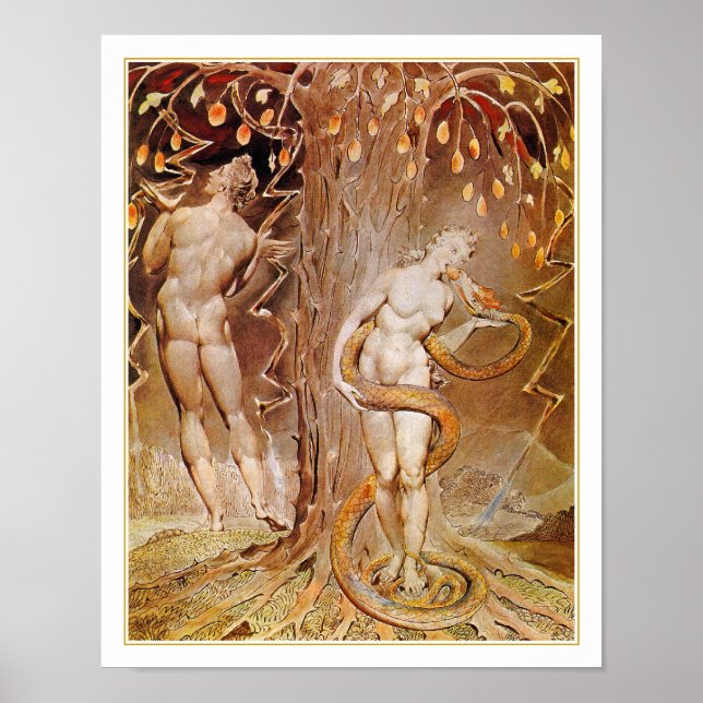 Adam, Eve - Vintag Artwok - von William Blake Poster (Vorne)