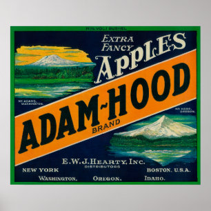 Adam-Hood Apple Crate LabelHood River, OR Poster