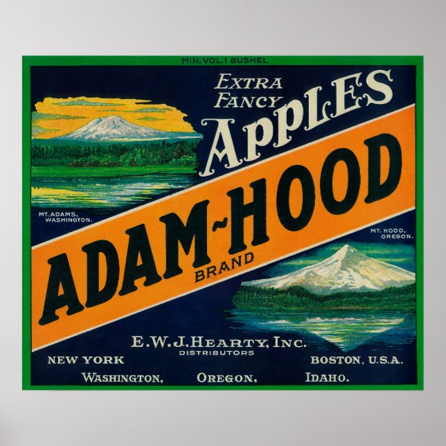 Adam-Hood Apple Crate LabelHood River, OR Poster (Vorne)