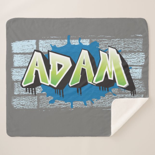 Adam Ihr Name Graffiti Brick Wall stilisiert Sherpadecke (Vorderseite (Horizontal))