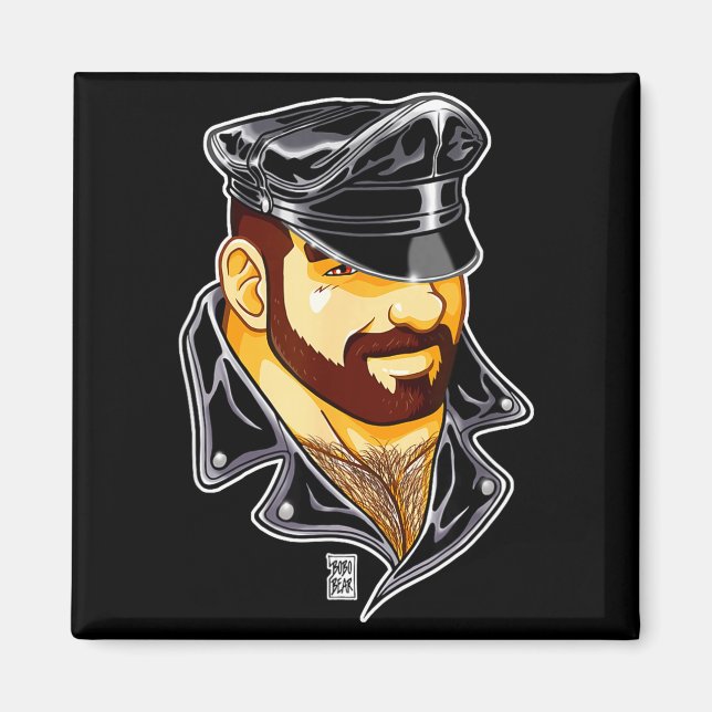 Adam Likes Leather Hat  Magnet (Vorne)