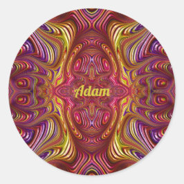 ADAM ~ mehrfarbiges Fraktal Design ~ Runder Aufkleber