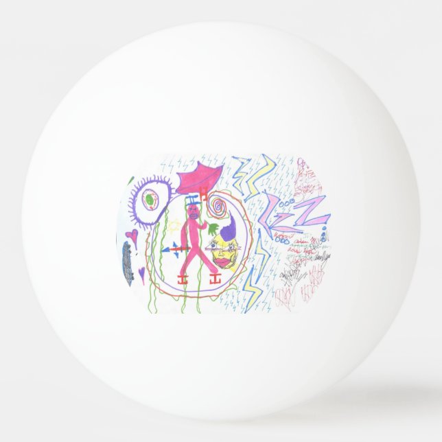 Adam Moyer Original "ZZZ's" Selten Tischtennisball (Vorderseite)