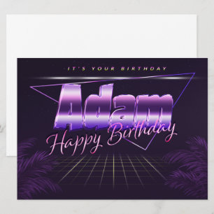 Adam Name Vorname lila retro Karte Geburtstag