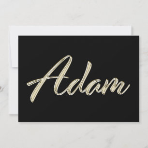 Adam Name white gold Handwriting Karte
