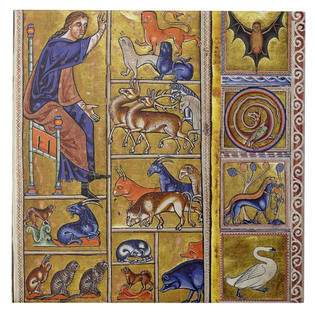 ADAM NAMING TIERE, MEDIEVAL BESTIARY, HÄNDER,LIONE FLIESE (Vorderseite)