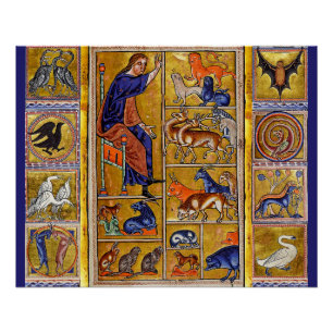 ADAM NAMING TIERE, MEDIEVAL BESTIARY, HÄNDER,LIONE POSTER