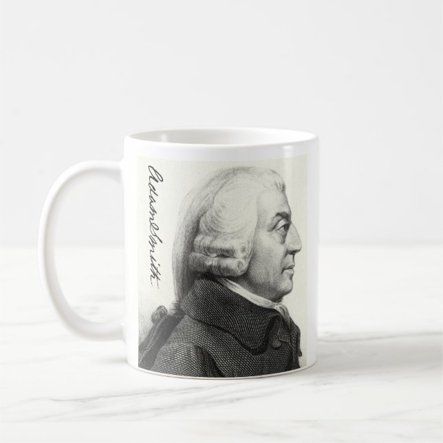 Adam Smith Profil (mit Unterschrift) Kaffeetasse (Links)