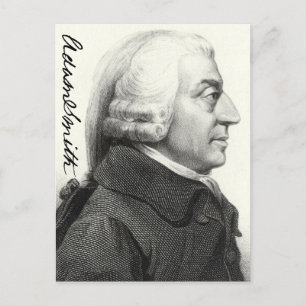 Adam Smith Profil (mit Unterschrift) Postkarte