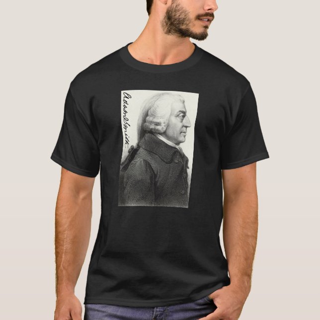 Adam Smith Profil (mit Unterschrift) T-Shirt (Vorderseite)