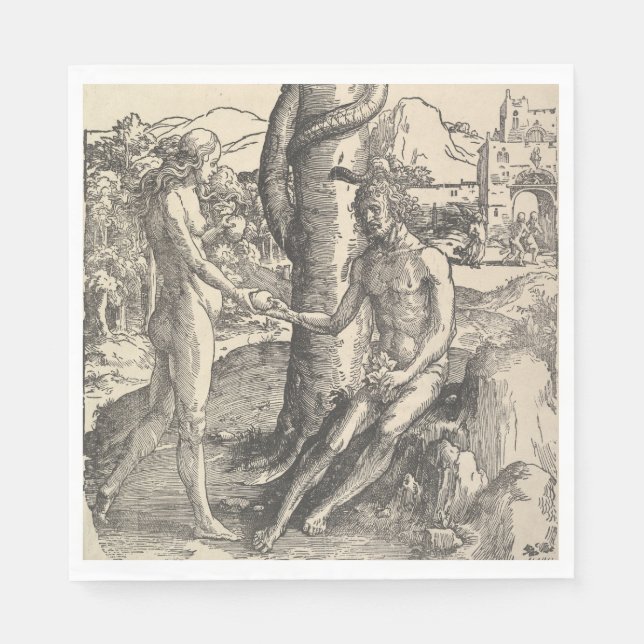 Adam und Eva: Der Fall des Menschen (Lucas van Ley Serviette (Vorderseite)