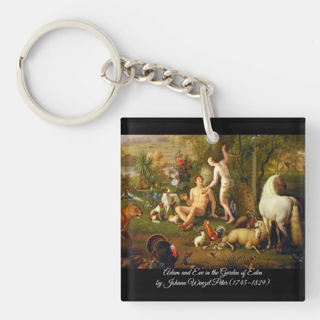 Adam und Eva im Garten Schlüsselanhänger (Vorderseite)
