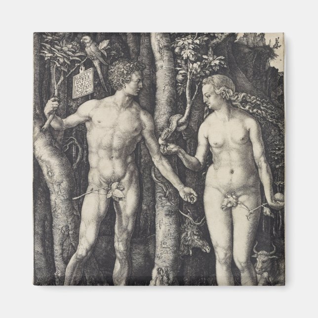 Adam und Eve Gravur von Albrecht Durer Magnet (Vorne)