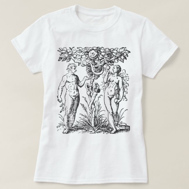 Adam und Eve Illustration T-Shirt (Design vorne)