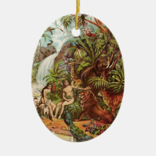 Adam und Eve im Garten Keramikornament
