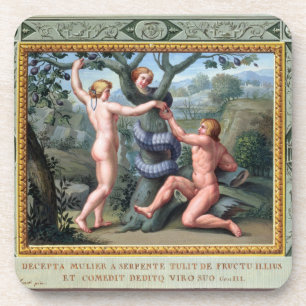 Adam und Eve mit der Schlange, Illustration von t Untersetzer