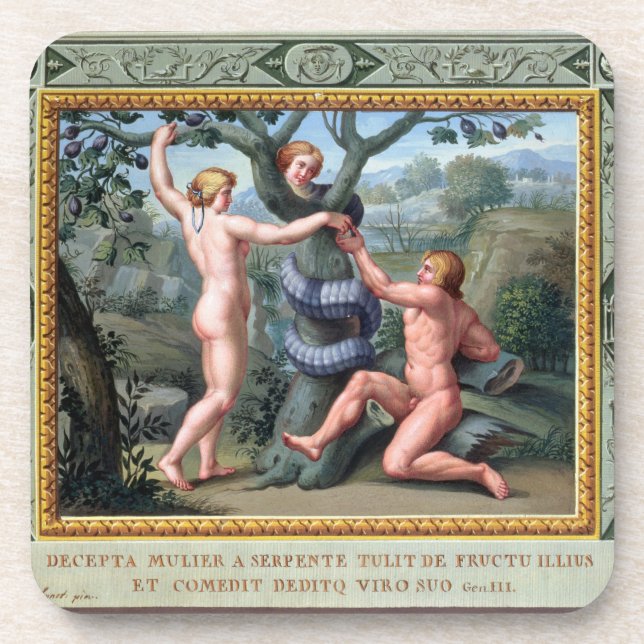 Adam und Eve mit der Schlange, Illustration von t Untersetzer (Vorderseite)