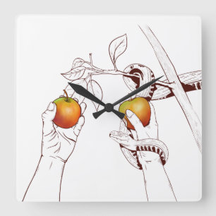 Adam und Eve Quadratische Wanduhr