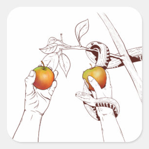 Adam und Eve Quadratischer Aufkleber