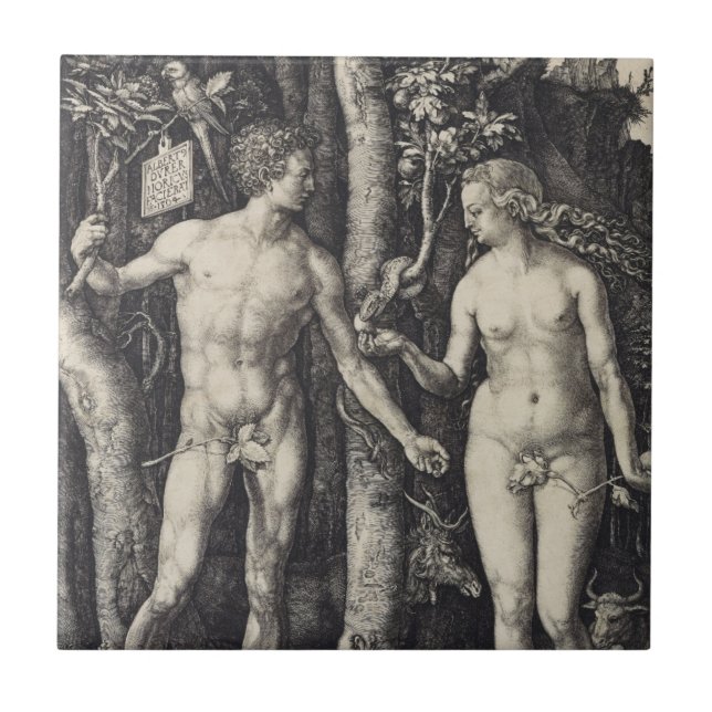 Adam- und Eve-Stich durch Albrecht Durer Fliese (Vorderseite)