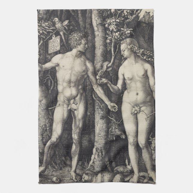 Adam- und Eve-Stich durch Albrecht Durer Geschirrtuch (Vertikal)