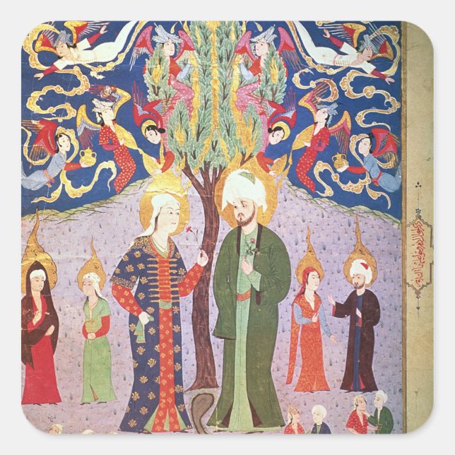 Adam und Eve und ihre dreizehn Siege Quadratischer Aufkleber (Vorderseite)