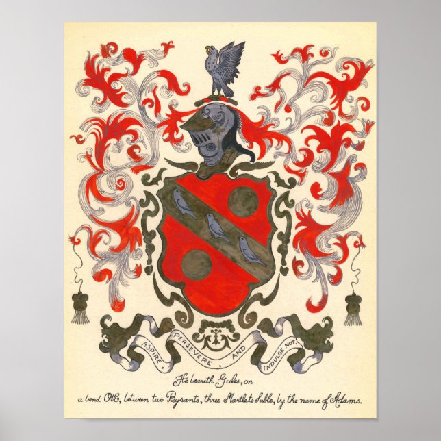 Adams Coat of Arms (11" x 14") Poster (Vorne)