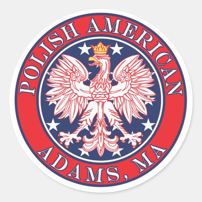 Adams Massachusetts Polnisch Runder Aufkleber (Vorderseite)