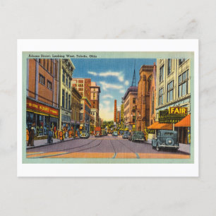 Adams Street Scene in Toledo, Ohio, Vintage Travel Postkarte