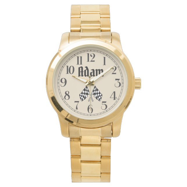 Adams überquerte Schachflaggen beobachten Armbanduhr (Vorderseite)